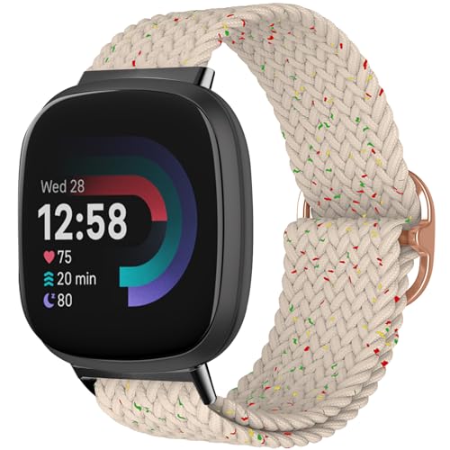 MiKoyi Armband Kompatibel mit Fitbit Versa 4/Fitbit Versa 3/Fitbit Sense 2/Fitbit Sense, Geflochtenes Einstellbar Nylon Sport Uhrenarmband für Fitbit Versa 4/3/Sense 2/Sense - Sternenlicht 67# von MiKoyi