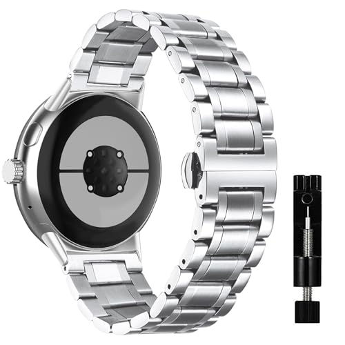 MiKoyi Armband Kompatibel mit Google Pixel Watch 3 45 mm, Ersatzbänd Edelstahl Metall Armband Uhrenarmband Wasserdicht Verschleißfest Band für Google Pixel Watch 3 45 mm, Silber von MiKoyi