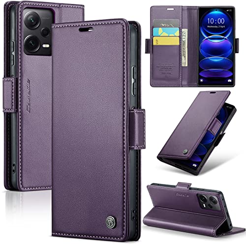 MiKoyi Hülle Kompatibel mit Xiaomi Redmi Note 12 Pro 5G, [3 Kartenfächer] [Magnet Verschluss] Leder schutzhülle Klapphülle Ledertasche Hülle für Redmi Note 12 Pro 5G, Violett von MiKoyi