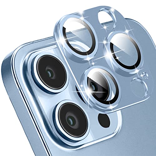 MiKoyi Kameraschutz Kompatibel mit iPhone 13 Pro/iPhone 13 Pro Max Kamera Schutzfolie Aluminiumlegierung Linse Schutzfolie Gehärtetem Glas Protector Folie für iPhone 13 Pro/13 Pro Max Blau von MiKoyi