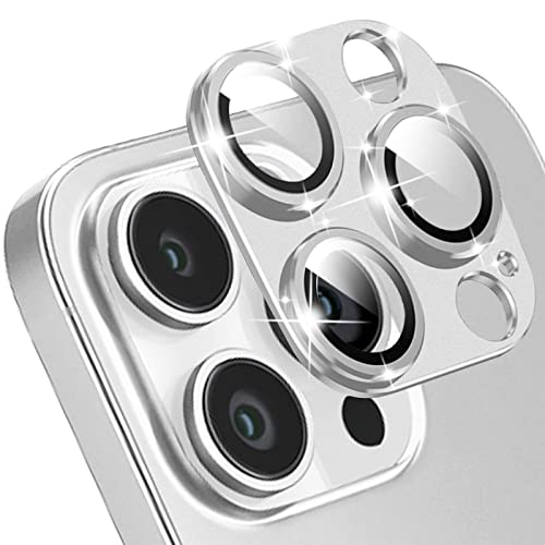 MiKoyi Kameraschutz Kompatibel mit iPhone 13 Pro/iPhone 13 Pro Max Kamera Schutzfolie Aluminiumlegierung Linse Schutzfolie Gehärtetem Glas Protector Folie für iPhone 13 Pro/13 Pro Max Silber von MiKoyi