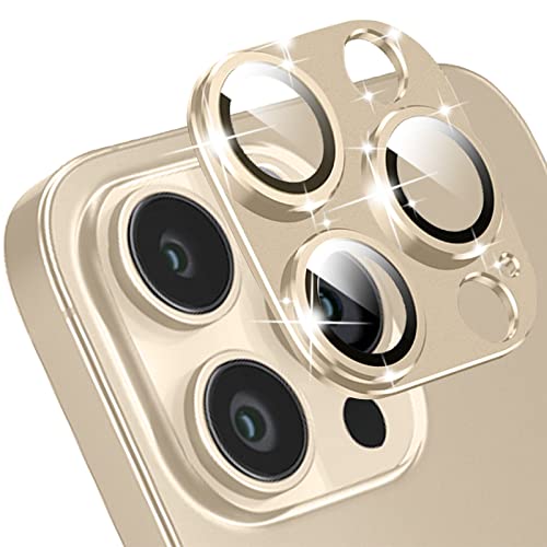 MiKoyi Kameraschutz Kompatibel mit iPhone 14 Pro/iPhone 14 Pro Max Kamera Schutzfolie Aluminiumlegierung Linse Schutzfolie Gehärtetem Glas Protector Folie für iPhone 14 Pro/14 Pro Max Gold von MiKoyi