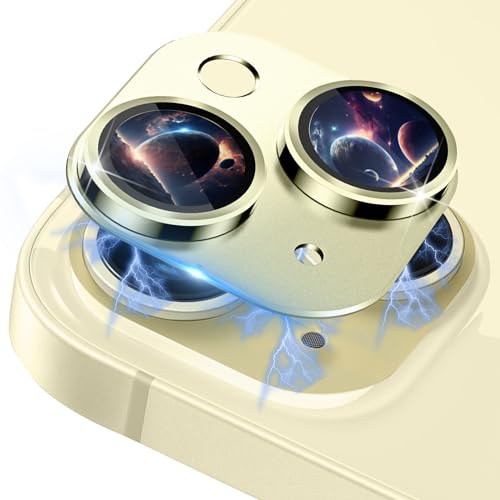 MiKoyi Kameraschutz Kompatibel mit iPhone 15/iPhone 15 Plus Kamera Schutzfolie Aluminiumlegierung Linse Schutzfolie Gehärtetem Glas Protector Folie für iPhone 15/15 Plus Gelb von MiKoyi