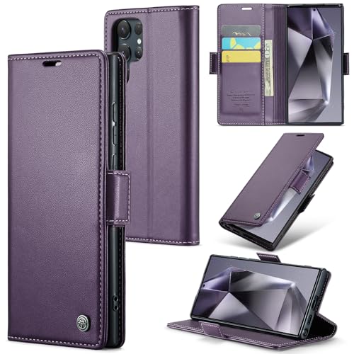 MiKoyi Mobile Phone Case for Samsung Galaxy S24 Ultra, 3 Kartenfächer Magnet Verschluss Klappständer PU Leder schutzhülle Klapphülle Ledertasche Hülle for Samsung Galaxy S24 Ultra Hüllen - Violett von MiKoyi