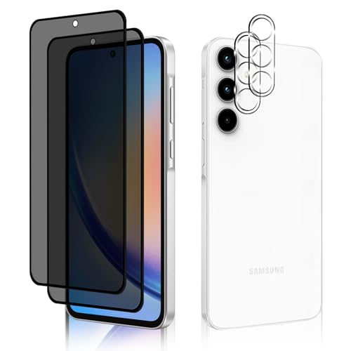 MiKoyi Sichtschutz Schutzfolie für Samsung Galaxy A35 5G, [2+2 Stück] Anti-Spy Privacy Displayschutzglas Kameraschutz 9H Härte Blickschutzfolie Panzerfolie Displayschutzfolie für Samsung Galaxy A35 5G von MiKoyi