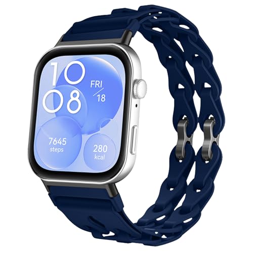 MiKoyi Silikon Armband Kompatibel mit Huawei Watch Fit 4 Pro/Fit 4 / Fit 3, Weiche Atmungsaktive Wasserdichte Schlaufenschnalle Verstellbar Armbänder, Sportarmband für Huawei Watch Fit 3, Navy blau MiKoyi Silikon Armband Kompatibel mit Huawei Watch Fit 4 Pro/Fit 4 / Fit 3, Weiche Atmungsaktive Wasserdichte Schlaufenschnalle Verstellbar Armbänder, Sportarmband für Huawei Watch Fit 3, Navy blau von MiKoyi
