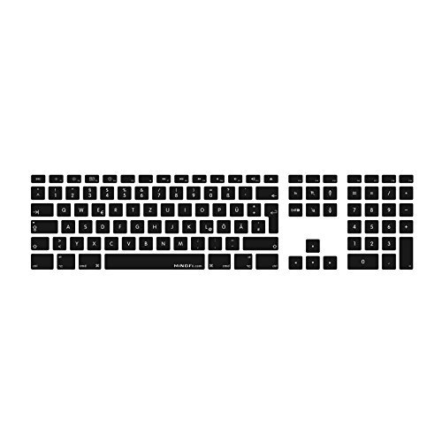 MiNGFi Deutsche QWERTZ Silikon Tastatur Schutz Abdeckung für Apple USB verkabelt Keyboard mit Ziffernblock (2007-2016) Modell A1243 EU/ISO Tastaturlayout - Schwarz von MiNGFi