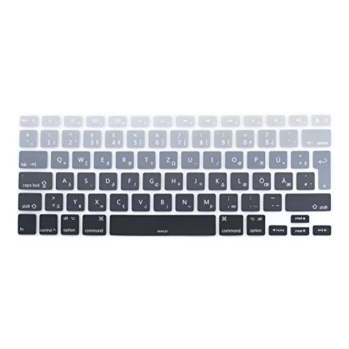 MiNGFi Deutsche QWERTZ Silikon Tastatur Schutz Abdeckung für MacBook Pro/Air (2008-2015) Modell A1278 A1286 A1369 A1398 A1425 A1466 A1502 EU/ISO Tastaturlayout - Grau Gradient von MiNGFi