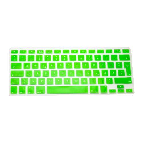 MiNGFi Deutsche QWERTZ Silikon Tastatur Schutz Abdeckung für MacBook Pro/Air (2008-2015) Modell A1278 A1286 A1369 A1398 A1425 A1466 A1502 EU/ISO Tastaturlayout - Grün von MiNGFi