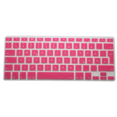 MiNGFi Deutsche QWERTZ Silikon Tastatur Schutz Abdeckung für MacBook Pro/Air (2008-2015) Modell A1278 A1286 A1369 A1398 A1425 A1466 A1502 EU/ISO Tastaturlayout - Pink von MiNGFi