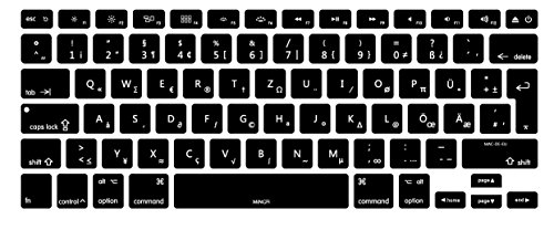 MiNGFi Deutsche QWERTZ Silikon Tastatur Schutz Abdeckung für MacBook Pro/Air (2008-2015) Modell A1278 A1286 A1369 A1398 A1425 A1466 A1502 EU/ISO Tastaturlayout - Schwarz von MiNGFi