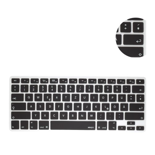 MiNGFi Deutsche QWERTZ Silikon Tastatur Schutz Abdeckung für MacBook Pro/Air (2008-2015) Modell A1278 A1286 A1369 A1398 A1425 A1466 A1502 US/ANSI Tastaturlayout - Schwarz von MiNGFi