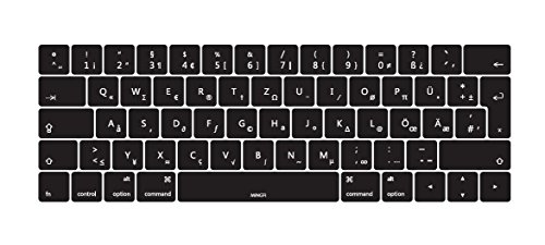MiNGFi Deutsche QWERTZ Silikon Tastatur Schutz Abdeckung für MacBook Pro 13/15" Touch Bar (2016-2019) Modell A1706 A1707 A1989 A1990 A2159 EU/ISO Tastaturlayout - Schwarz von MiNGFi
