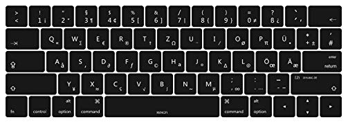 MiNGFi Deutsche QWERTZ Silikon Tastatur Schutz Abdeckung für MacBook Pro 13/15" Touch Bar (2016-2019) Modell A1706 A1707 A1989 A1990 A2159 US/ANSI Tastaturlayout - Schwarz von MiNGFi