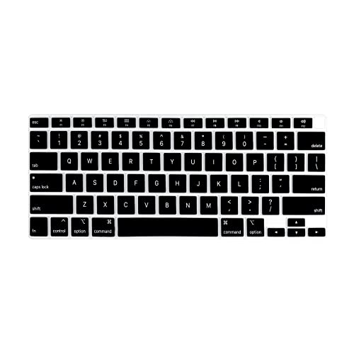 MiNGFi Englisch QWERTY Silikon Tastatur Schutz Abdeckung für MacBook Air 13" Touch ID Modell M1 A2337 A2179 (2020+) US/ANSI Tastaturlayout - Schwarz von MiNGFi