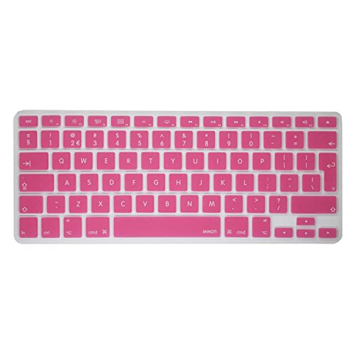 MiNGFi Englisch QWERTY Silikon Tastatur Schutz Abdeckung für MacBook Pro/Air (2008-2015) Modell A1278 A1286 A1369 A1398 A1425 A1466 A1502 EU/ISO Tastaturlayout - Pink von MiNGFi