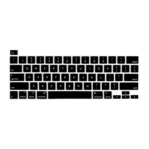 MiNGFi Englisch QWERTY Silikon Tastatur Schutz Abdeckung für MacBook Pro 16" M1 (2019+) Modell A2141 MacBook Pro 13" (2020+) Modell A2338 A2289 A2251 US/ANSI Tastaturlayout - Schwarz von MiNGFi