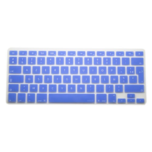 MiNGFi Französisch AZERTY Silikon Tastatur Schutz Abdeckung für MacBook Pro/Air (2008-2015) Modell A1278 A1286 A1369 A1398 A1425 A1466 A1502 EU/ISO Tastaturlayout - Light Blau von MiNGFi