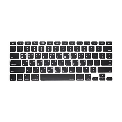 MiNGFi Koreanisch Silikon Tastatur Schutz Abdeckung für MacBook Pro/Air (2008-2015) Modell A1278 A1286 A1369 A1398 A1425 A1466 A1502 US/ANSI Tastaturlayout - Schwarz von MiNGFi