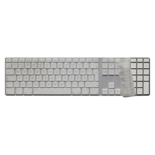 MiNGFi Silikon Tastatur Schutz Abdeckung für Apple USB verkabelt Keyboard mit Ziffernblock (2007-2016) Modell A1243 EU/ISO Tastaturlayout - Transparent von MiNGFi