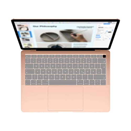MiNGFi Silikon Tastatur Schutz Abdeckung für MacBook Air 13" Touch ID Modell A1932 (2018-2019) EU/ISO Tastaturlayout - Transparent von MiNGFi