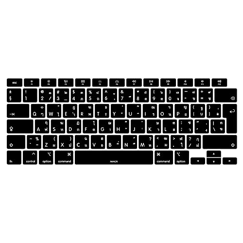 MiNGFi Thai Silikon Tastatur Schutz Abdeckung für MacBook Air 13" Touch ID Modell M1 A2337 A2179 (2020+) EU/ISO Tastaturlayout - Schwarz von MiNGFi