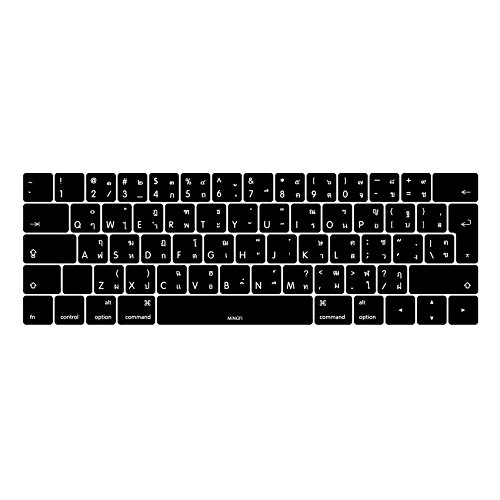 MiNGFi Thai Silikon Tastatur Schutz Abdeckung für MacBook Pro 13/15" Touch Bar (2016-2019) Modell A1706 A1707 A1989 A1990 A2159 EU/ISO Tastaturlayout - Schwarz von MiNGFi
