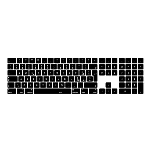 MiNGFi italienische Silikon Tastatur Schutz Abdeckung für Kabellos Magic Keyboard mit Ziffernblock (2017+) Modell A1843 EU/ISO Tastaturlayout - Schwarz von MiNGFi