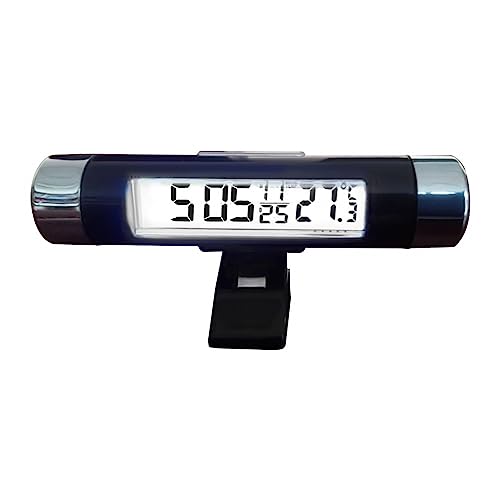 Auto Uhr Set, 3-in-1 Digitalanzeige Fahrzeug Armaturenbrett Temperaturmesser LED Autouhr Thermometer für Gerade Airfoil Autos (Batterie nicht im Lieferumfang enthalten) von MiOYOOW