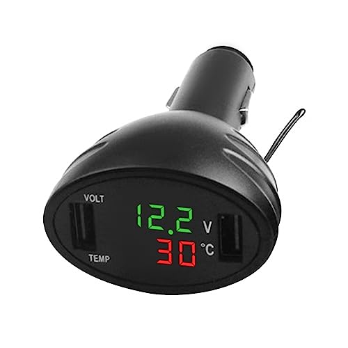 Auto Voltage Temperature Monitor,Dual USB Ports Auto On Board Voltmeter 2 in 1Digitalanzeige Fahrzeug Volt Thermometer für Autos SUV Trucks Busse von MiOYOOW