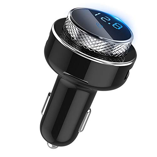 MiOYOOW Bluetooth FM Transmitter Qualcomm 3.0 Auto Ladegerät Auto Radio Adapter mit 2 USB Anschlüsse Unterstützt TF Karte & USB-Stick for iOS und Android Bluetooth-Geräte (Schwarz) von MiOYOOW