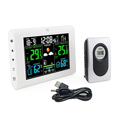 Wettervorhersage Uhr,Präzise Wetterstation Funk Multifunktionale Funkwetterstation mit Außensensor USB Ladekabel für Zuhause Büro Hausgarten Wettervorhersage Uhr,Präzise Wetterstation Funk Multifunktionale Funkwetterstation mit Außensensor USB Ladekabel für Zuhause Büro Hausgarten von MiOYOOW