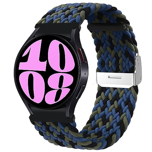 MiRowy 20mm Armband für Samsung Galaxy Watch FE/Galaxy Watch 7/6/5/4(40mm 44mm)/Watch 6 Classic(43mm 47mm) Armbänder, Nylon Sport Ersatzarmband für Galaxy Watch 7/6/5/4/Watch FE - Blau&Tarnfarben von MiRowy