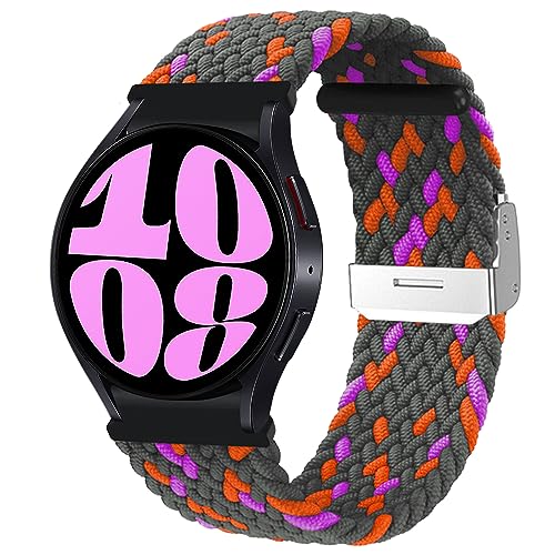 MiRowy 20mm Armband für Samsung Galaxy Watch FE/Galaxy Watch 7/6/5/4 (40mm 44mm)/Watch 6 Classic (43mm 47mm) Armbänder, Nylon Sport Ersatzarmband für Galaxy Watch 7/6/5/4/Watch FE - Grau & Farbig von MiRowy