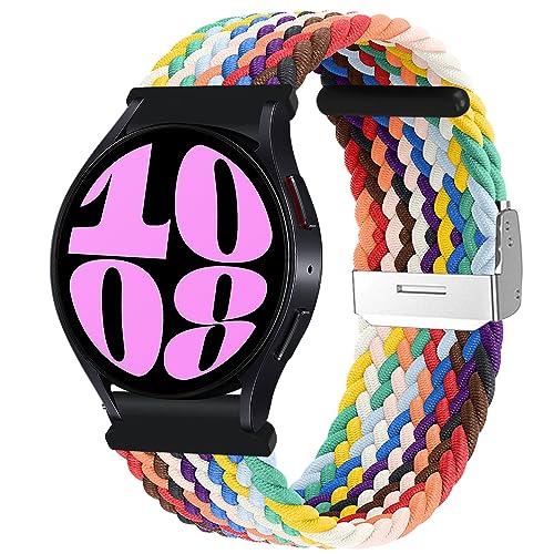 MiRowy 20mm Armband für Samsung Galaxy Watch FE/Galaxy Watch 7/6/5/4 (40mm 44mm)/Watch 6 Classic (43mm 47mm) Armbänder, Nylon Sport Ersatzarmband für Galaxy Watch 7/6/5/4/Watch FE - Regenbogen von MiRowy