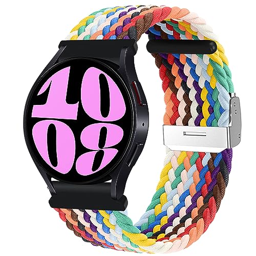 MiRowy 20mm Armband für Samsung Galaxy Watch 6 Classic (43mm 47mm)/Samsung Galaxy Watch 6 (40mm 44mm) Armbänder, Nylon Sport Ersatzarmband für Samsung Galaxy Watch6 /Watch6 Classic - Regenbogen von MiRowy