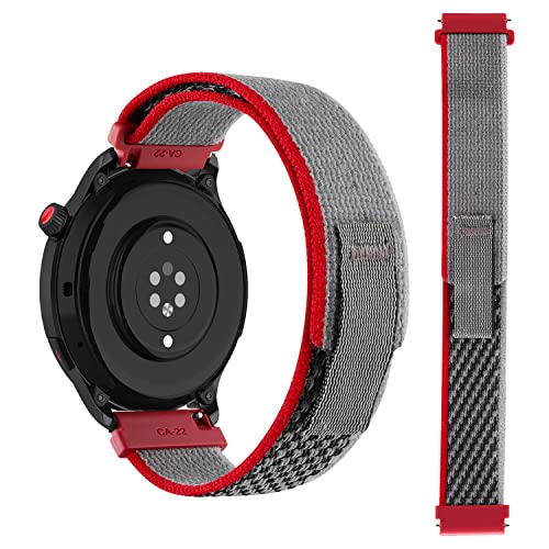 MiRowy 22mm Armband Kompatibel mit Huawei Watch GT 3 46mm/3/3 Pro, Elastisch Geflochten Nylon mit Klettverschluss Sport Ersatzarmband für Amazfit GTR 4/GTR 3/Garmin Forerunner 255 - Rot & Grau MiRowy 22mm Armband Kompatibel mit Huawei Watch GT 3 46mm/3/3 Pro, Elastisch Geflochten Nylon mit Klettverschluss Sport Ersatzarmband für Amazfit GTR 4/GTR 3/Garmin Forerunner 255 - Rot & Grau von MiRowy