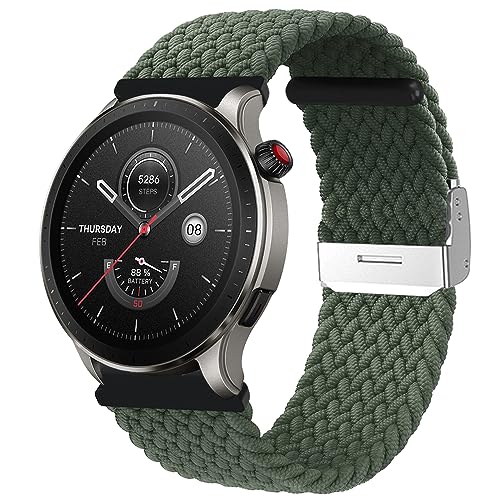 MiRowy 22mm Armband für Amazfit Balance/Amazfit Bip 5/Amazfit Cheetah/Cheetah Pro Armbänder, Nylon Sport Ersatzarmband Uhrenarmband für Amazfit GTR 4/GTR 3/GTR 3 Pro/GTR 2e - Grün von MiRowy