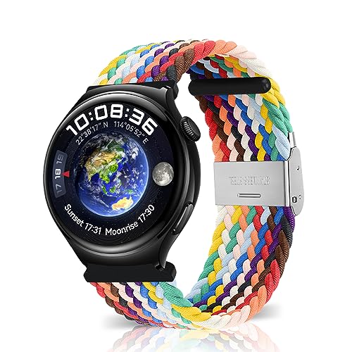 MiRowy 22mm Armband für Huawei Watch 4/Watch 4 Pro/GT 3 Pro 46mm/GT 3 46 mm/GT 2 46mm/GT 2 Pro/GT 2e/GT Classic Armbänder, Nylon Watch Ersatzband für Huawei Watch Buds/Watch 3/3 Pro - Regenbogen von MiRowy