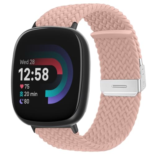MiRowy Armband Kompatibel mit Fitbit Versa 4/Versa 3/Sense 2/Sense, Geflochtener Solo Loop Elastisches Soft Nylon Sport Ersatzband für Fitbit Versa 4/Versa 3/Sense 2/Sense, Helles Rosa MiRowy Armband Kompatibel mit Fitbit Versa 4/Versa 3/Sense 2/Sense, Geflochtener Solo Loop Elastisches Soft Nylon Sport Ersatzband für Fitbit Versa 4/Versa 3/Sense 2/Sense, Helles Rosa von MiRowy