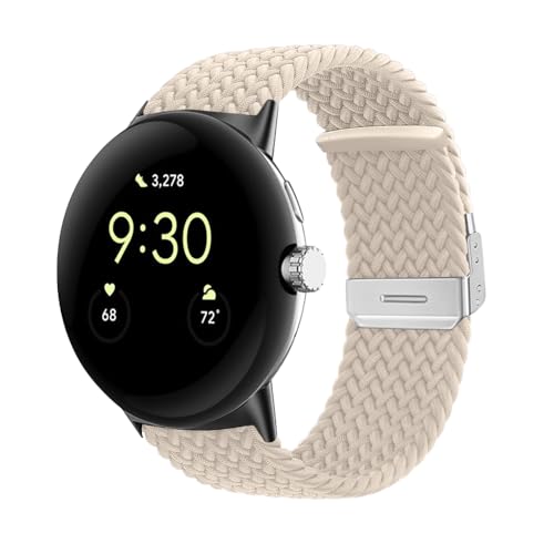 MiRowy Armband für Google Pixel Watch 3 41 mm/Google Pixel Watch 2/Google Pixel Watch, Elastisch Nylon Geflochtenes Armbänder, Ersatzarmband für Google Pixel Watch 3 41 mm/Watch 2/1 - Apricotgelb von MiRowy