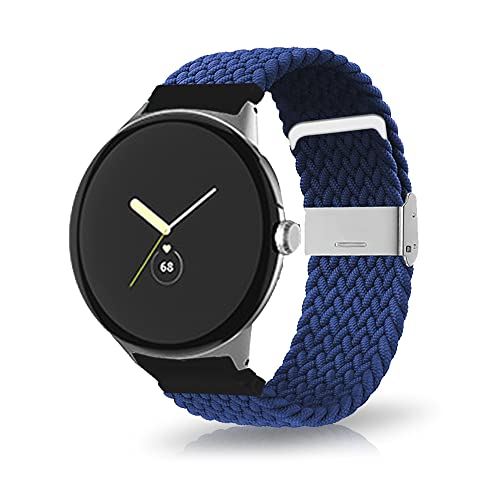 MiRowy Armband für Google Pixel Watch 2/Google Pixel Watch, Elastisch Nylon Geflochtenes Armbänder, für Herren Damen Adjustable Solo Loop Ersatzarmband für Google Pixel Watch/Watch 2 - Blau von MiRowy
