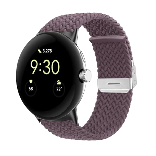 MiRowy Armband für Google Pixel Watch 2/Google Pixel Watch, Elastisch Nylon Geflochtenes Armbänder, für Herren Damen Adjustable Solo Loop Ersatzarmband für Google Pixel Watch/Watch 2 - Dunkel Violett von MiRowy