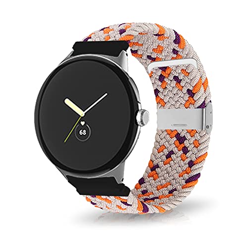 MiRowy Armband für Google Pixel Watch 2/Google Pixel Watch, Elastisch Nylon Geflochtenes Armbänder, für Herren Damen Adjustable Solo Loop Ersatzarmband für Google Pixel Watch/Watch 2 - Khaki von MiRowy
