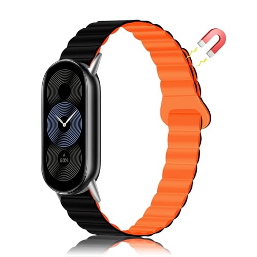 MiRowy Armband für Xiaomi Smart Band 9/Xiaomi Smart Band 8, Weiches Silikon Magnetisches Schnalle Armband, Sport Ersatzbänder Uhrenarmband für Xiaomi Mi Band 9/Xiaomi Mi Band 8, Schwarz/Orange MiRowy Armband für Xiaomi Smart Band 9/Xiaomi Smart Band 8, Weiches Silikon Magnetisches Schnalle Armband, Sport Ersatzbänder Uhrenarmband für Xiaomi Mi Band 9/Xiaomi Mi Band 8, Schwarz/Orange von MiRowy