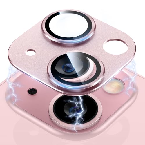 MiRowy Kameraschutz Kompatibel mit iPhone 15/iPhone 15 Plus Kamera Schutzfolie, Aluminiumlegierung Linse Schutzfolie, 9H Panzerglasfolie Kamera Protector Folie für iPhone 15/iPhone 15 Plus, Rosa von MiRowy