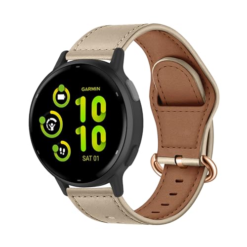 MiRowy Leder Armband für Garmin Approach S50/S44/Vivoactive 6/5/Forerunner 165/165 Music/Vivomove Trend, Leder Uhrenarmband Ersatzbänder für Garmin Venu Sq 2/Sq 2 Music/Venu 2 Plus - Weiß MiRowy Leder Armband für Garmin Approach S50/S44/Vivoactive 6/5/Forerunner 165/165 Music/Vivomove Trend, Leder Uhrenarmband Ersatzbänder für Garmin Venu Sq 2/Sq 2 Music/Venu 2 Plus - Weiß von MiRowy