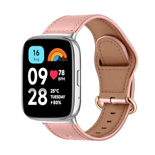 MiRowy Leder Armband für Xiaomi Redmi Watch 3 Active Uhrenarmband, Metallschnalle Atmungsaktiv Ersatzarmband, Lederband Ersatzbänder für Xiaomi Redmi Watch 3 Active, Rosa MiRowy Leder Armband für Xiaomi Redmi Watch 3 Active Uhrenarmband, Metallschnalle Atmungsaktiv Ersatzarmband, Lederband Ersatzbänder für Xiaomi Redmi Watch 3 Active, Rosa von MiRowy