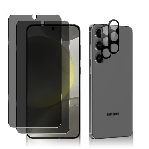 MiRowy Sichtschutz für Samsung Galaxy S24 (6.2 Zoll) Privacy Schutzfolie, 【2+2 Stück】 9H Anti Spähen Panzerglasfolie Glas + Kameraschutz, Anti Kratzer Anti-Spy Displayschutzfolie für Galaxy S24 von MiRowy