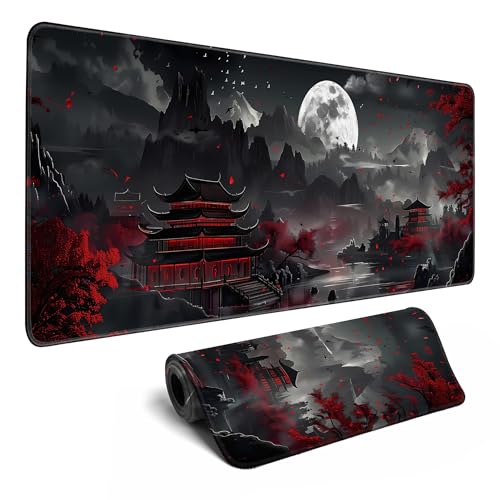 MiaVibte Japanische Schreibtischunterlage, Riverside Vollmond-Mauspad, Gaming-Mauspad, erweiterte XL-Tastaturmatte, Computer-Laptop-Maus, Desktop-Matte, 80 x 30 cm, Schreibtisch-Dekoration MiaVibte Japanische Schreibtischunterlage, Riverside Vollmond-Mauspad, Gaming-Mauspad, erweiterte XL-Tastaturmatte, Computer-Laptop-Maus, Desktop-Matte, 80 x 30 cm, Schreibtisch-Dekoration von MiaVibte